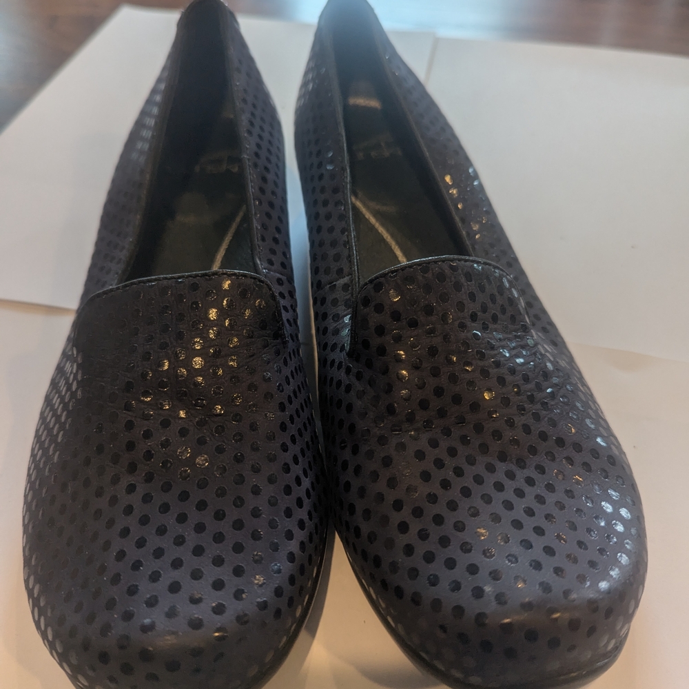 Dansko Perforated Black Flats